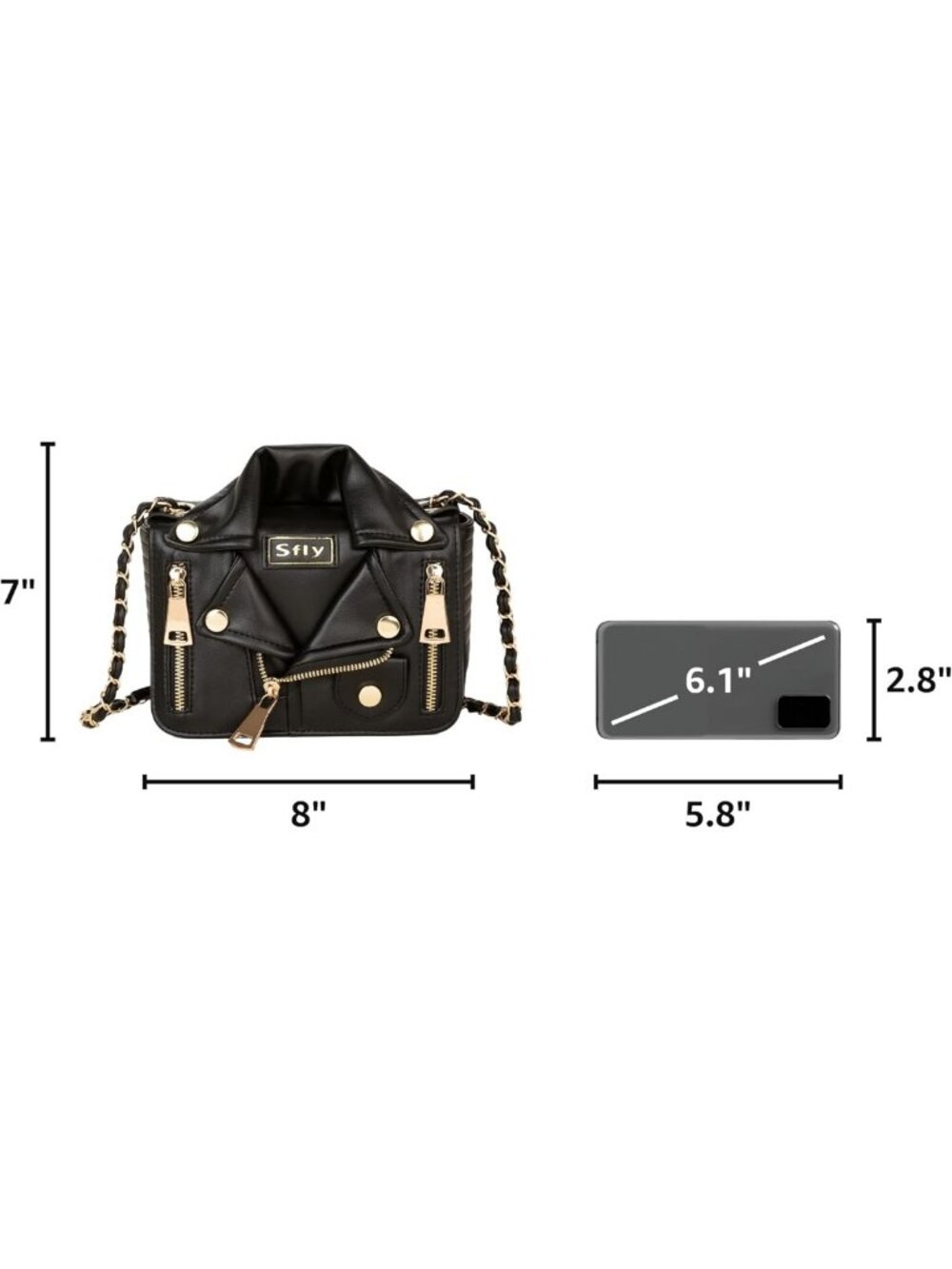 Chic Women's Leather Satchel Bag with Chain Strap | Stylish Crossbody & Evening - Picture 3 of 7